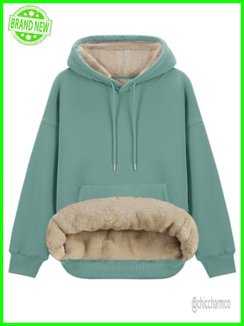 Sherpa Lined Cotton Hoodie Oversized Winter Pullover